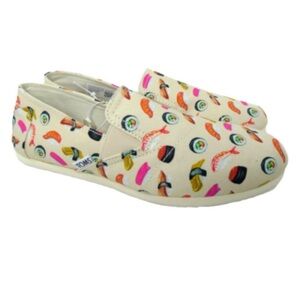 TOMS Alpargata Natural Sushi Dinner Print Slip-on Shoes Size 7 Rare